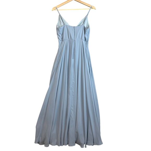 Birdy Grey Kaia Chiffon Bridesmaid Prom Long Maxi Empire Dress Blue Faux Wrap XS - Picture 3 of 8